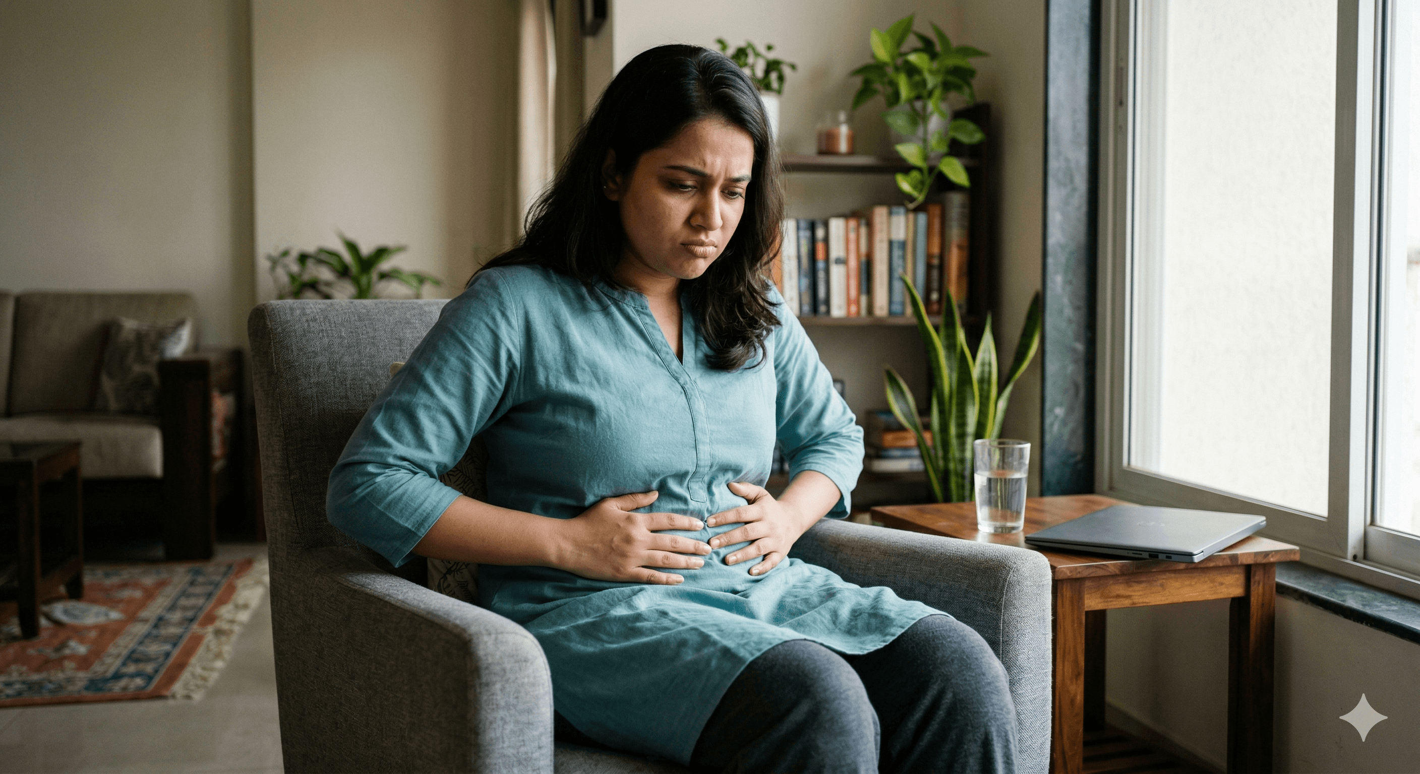 Person experiencing gut discomfort