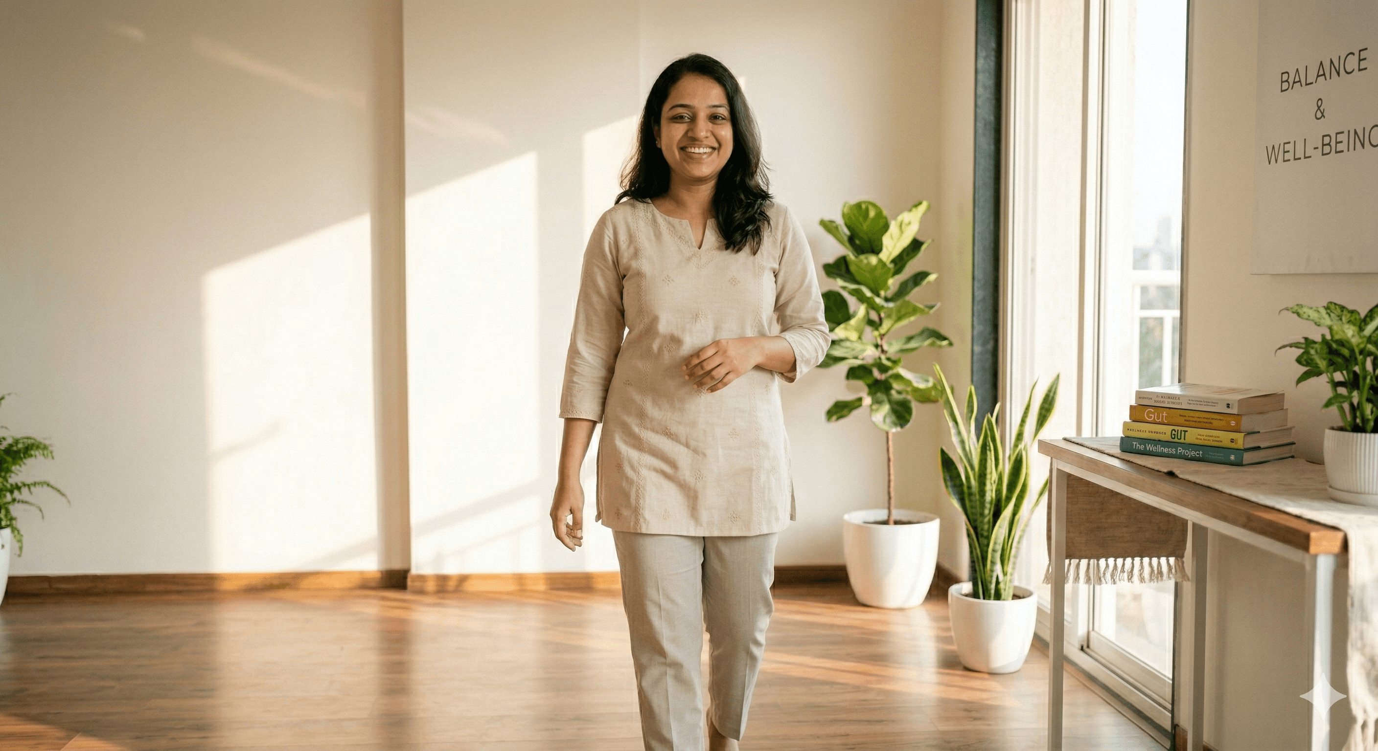 Person with healthy gut analysis dashboard